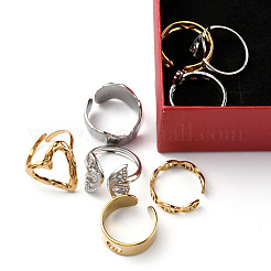 Juego de 8 anillo abierto de acero inoxidable 201 y 304 para hombres y mujeres&nbsp;RJEW-FS0001-03