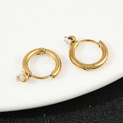 Anillo de acero inoxidable 304 con pendientes de aro con forma de corazón&nbsp;EJEW-K268-37G