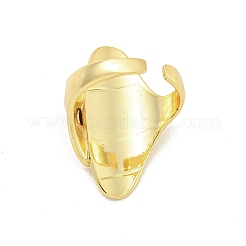 Offener Manschettenring aus plattiertem Messing mit Herz und ovalem Design für Damen&nbsp;RJEW-Z039-11G