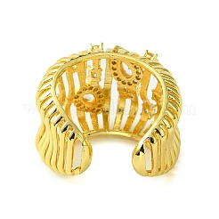 Bague de manchette ouverte en laiton avec micro pavé de zircone cubique en forme de larme&nbsp;RJEW-K256-11G