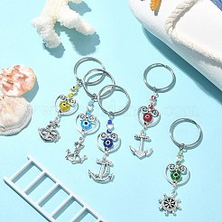 Portachiavi in lega stile tibetano con ancora e timone&nbsp;KEYC-JKC00531