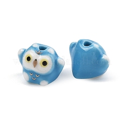 Adorables perles de porcelaine miniatures en forme de hibou peintes à la main&nbsp;PORC-F014-01E