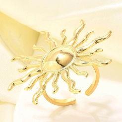 Anillo de puño abierto de acero inoxidable 304 para mujer&nbsp;RJEW-B109-01G-04