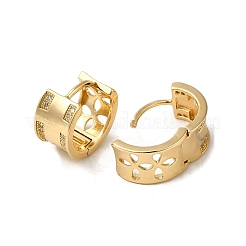 Créole en laiton avec micro pavé de zircons cubiques&nbsp;EJEW-L271-20KCG-05