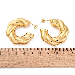 Orecchini a bottone in acciaio inossidabile 304 a forma di C per donna&nbsp;EJEW-A125-04G