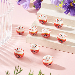 9 perles en porcelaine imprimées faites à la main&nbsp;PORC-TADJ0001-01H