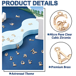 26pcs 26 pendentifs en laiton micro pavé clair en zircone cubique&nbsp;KK-CW0001-05