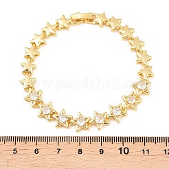 Armbänder aus Messing mit Mikropavé-Fassung und klaren Zirkonia in Sternform&nbsp;BJEW-F528-02G
