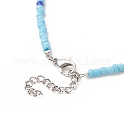 Collana da donna con malocchio in resina e semi di vetro&nbsp;NJEW-JN04243