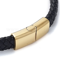 Geflochtene Armbänder aus schwarzem PU-Leder für Herren&nbsp;BJEW-K243-62G