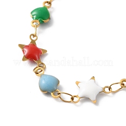 Emaille-Gliederarmband mit Stern und Herz&nbsp;BJEW-H585-02G