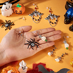 Halloween-Sets mit Ohrhängern und Ohrsteckern aus Emaille-Legierung und synthetischem Türkis&nbsp;EJEW-TA00709