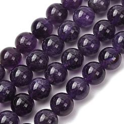 Natürlichen Amethyst Perlen Stränge&nbsp;G-E481-03-12mm