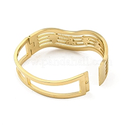 Brazaletes con bisagras huecas de acero inoxidable 304 con cristales pavé y rhinestone para mujer&nbsp;BJEW-D044-06A-01G