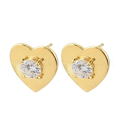 Pendientes de tuerca de circonio cúbico con micro pave de latón&nbsp;KK-Z166-02G