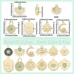 24 pièces 12 styles pendentifs en alliage de placage de rack&nbsp;FIND-SC0014-98