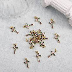 20pcs latón micro pavimenta colgantes de circonita cúbica de colores&nbsp;ZIRC-SZ0001-82