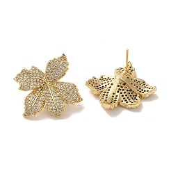Orecchini da donna in ottone con micro pavé di zirconi cubici&nbsp;EJEW-E301-07G