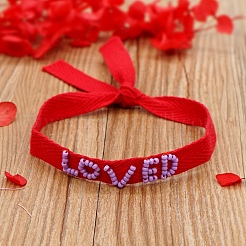 Wort liebte Perlenkordelarmband&nbsp;BJEW-A121-53A