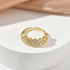 Messing Micro Pave Zirkonia Manschette offene Ringe&nbsp;RJEW-C163-14G