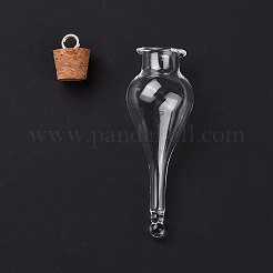 Colgantes grandes de botella de corcho de vidrio en forma de lágrima&nbsp;X-AJEW-A041-01A