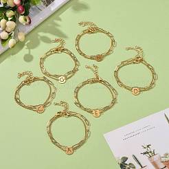 Ensembles de bracelets à maillons en acier inoxydable et de bracelets à chaîne en laiton avec trombone&nbsp;BJEW-JB06181