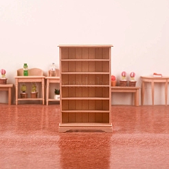 Miniatur 6-stöckiges Holz-Bücherregal mit Dekorationen&nbsp;MIMO-PW0001-065