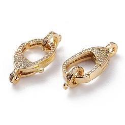 Latón micro pavimenta claro cubic zirconia cierres  de pinza de langosta&nbsp;KK-C100-43G