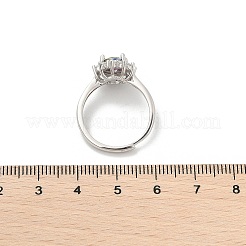 Rhodinierte 925 Sterling Silber Moissanit verstellbare Ringe für Damen&nbsp;RJEW-U038-02P