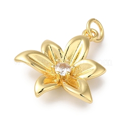 Placage de crémaillère en laiton micro pavé pendentifs en zircone cubique claire&nbsp;KK-B092-09G