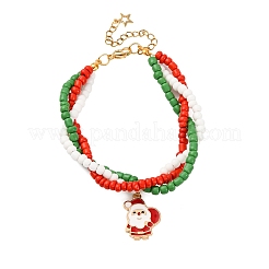 Bracelets à breloques en alliage émaillé de Noël&nbsp;BJEW-JB12482-03