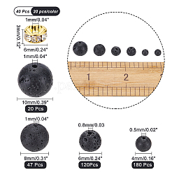 Kit di perline rotonde di roccia lavica naturale da 367 pz per la creazione di gioielli fai da te&nbsp;DIY-AR0001-88