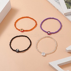 Halloween-Thema Stretch-Armband aus Glassamen und Polymer-Ton-Perlen für Frauen&nbsp;BJEW-JB09269