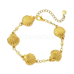 Gliederkettenarmbänder aus 304 Edelstahl in Muschelform für Damen&nbsp;BJEW-JB13850