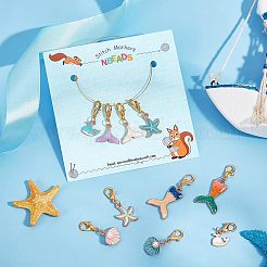 10 pendentif décoratif en alliage émaillé sur le thème de l'océan&nbsp;HJEW-NB0001-44