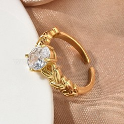 Messing Micro Pave Zirkonia Manschette offene Ringe&nbsp;RJEW-C163-25A-G