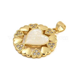 Cuore cremagliera placcatura micro ottone spianare pendenti zirconi&nbsp;KK-C074-54G