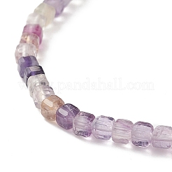 Braccialetto elasticizzato con perline cubiche di pietre preziose naturali da donna&nbsp;BJEW-JB08976
