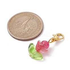 Décoration pendentif fleur en jade naturel et verre&nbsp;HJEW-JM01605