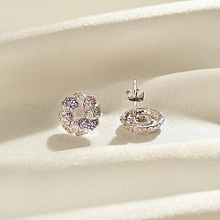 925 Sterling Silber Micro pave Zirkonia Ohrstecker&nbsp;EJEW-K284-03P