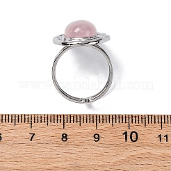 Anelli ovali in quarzo rosa naturale&nbsp;RJEW-M063-01P-11