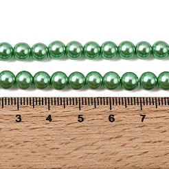 Brins de perles rondes en verre teinté écologique&nbsp;HY-A002-6mm-RB008