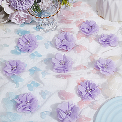 30 Stück Blumenornament-Zubehör aus Polyester und Kunststoff mit Kunstperlen und Strass&nbsp;DIY-SP0006-06D