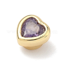 Herzförmige Messing-Mikropavé-Zirkonia-Cabochons&nbsp;KK-P345-13G-D