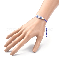 Colonna di perle di vetro e semi con braccialetto a maglie di cuore&nbsp;BJEW-MZ00028-02