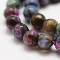 Brins de perles d'agate craquelée de feu naturel à facettes&nbsp;X-G-F447-10mm-A07