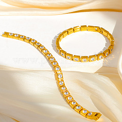 Armbänder aus Edelstahl 304 mit quadratischen Gliederketten und klaren Zirkonia im Pavé-Stil für Damen&nbsp;WGCBB99-01