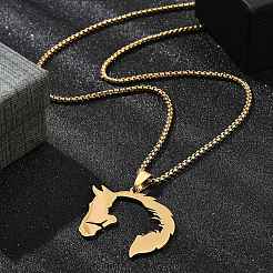 201 collane con ciondolo in acciaio inossidabile per donna&nbsp;LS-NJEW-U021-07G