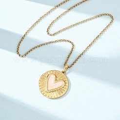 Collane con pendente in acciaio inossidabile 304 smaltato bianco per donna&nbsp;NJEW-F378-02G-02