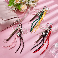 3 pendentif décoratif en forme de nœud papillon en plastique imitation perle&nbsp;AJEW-GA0008-43